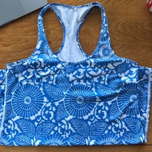 Lululemon Size 12 Blue and White Racerback Tank